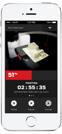 Mobile Control App for MakerBot Replicator 3D Printer